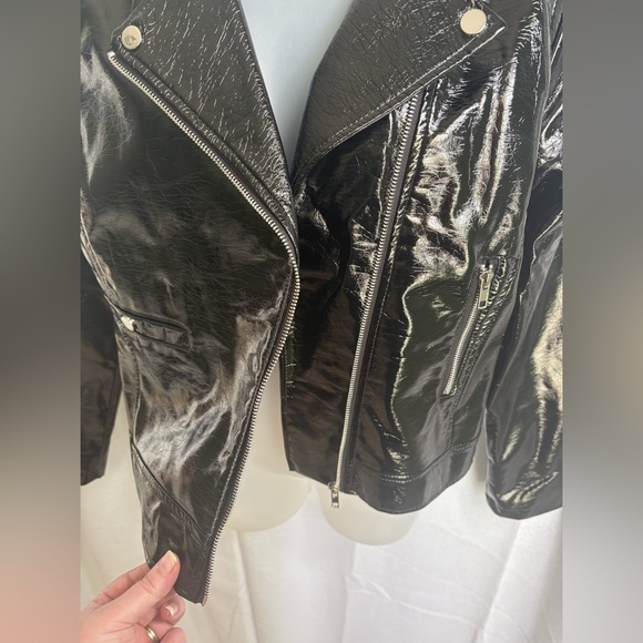 NEW Faux Vegan Leather Fashion Black Moto Jacket Charlotte Russe Size Large 0339 - Picture 4 of 12